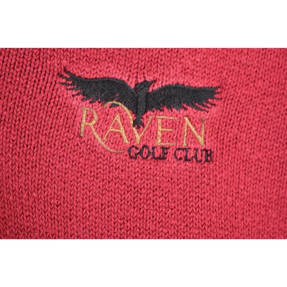 Vintage Men's Clark and Gregory Red Cotton Raven Golf Club V-neck Sweater XXL - Picture 2 of 6